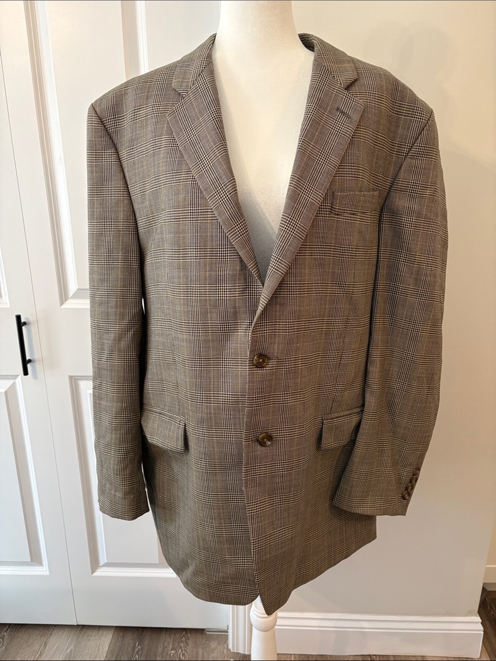 Vintage Lauren Ralph Lauren Brown Plaid Sport Coat 100% Wool